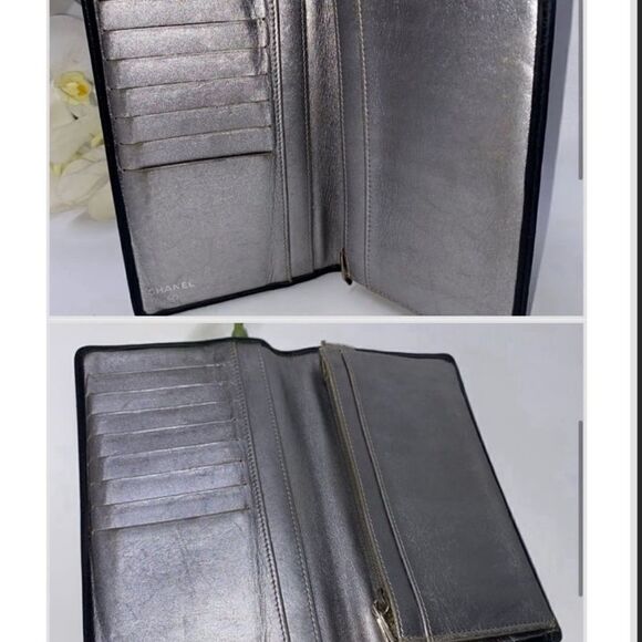 Authentic CHANEL Quilted Bifold Long Wallet Black - Picture 5 of 12